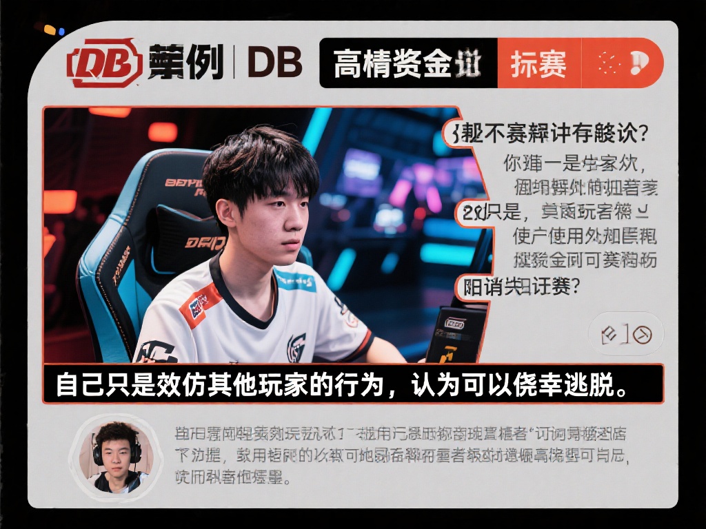 一个典型案例是某知名DB电竞玩家在一场高奖金比赛中